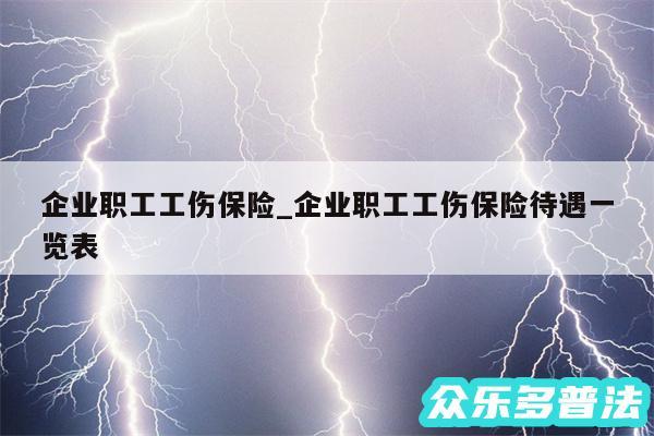 企业职工工伤保险_企业职工工伤保险待遇一览表