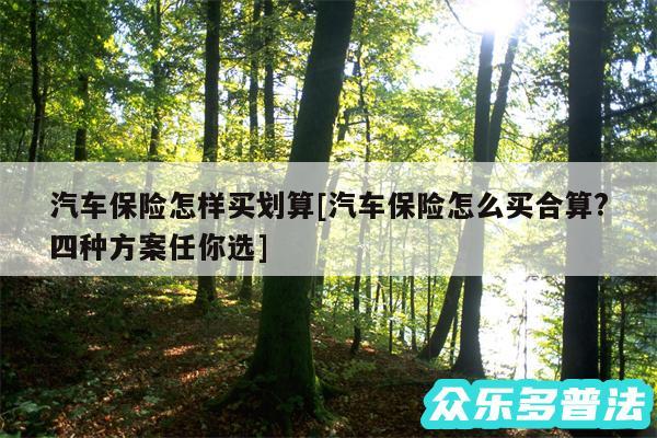 汽车保险怎样买划算及汽车保险怎么买合算?四种方案任你选