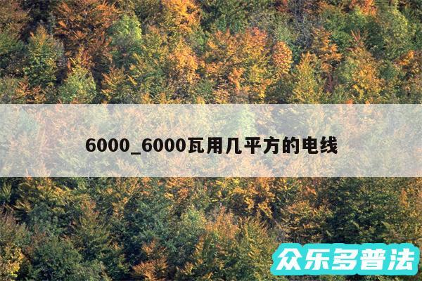 6000_6000瓦用几平方的电线