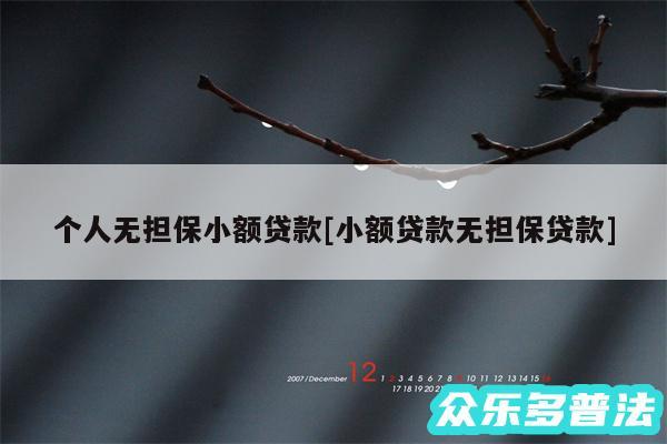 个人无担保小额贷款及小额贷款无担保贷款