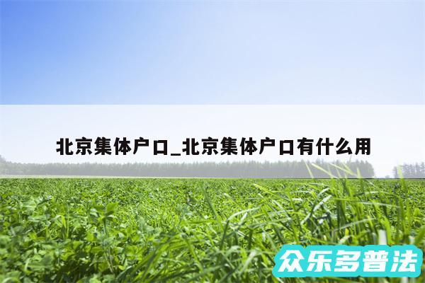 北京集体户口_北京集体户口有什么用