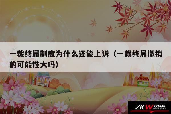 一裁终局制度为什么还能上诉以及一裁终局撤销的可能性大吗