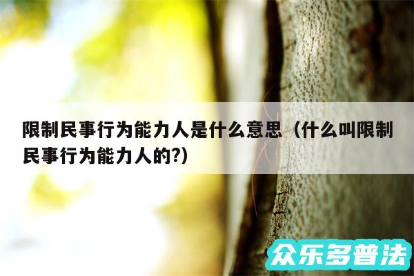 限制民事行为能力人是什么意思以及什么叫限制民事行为能力人的?