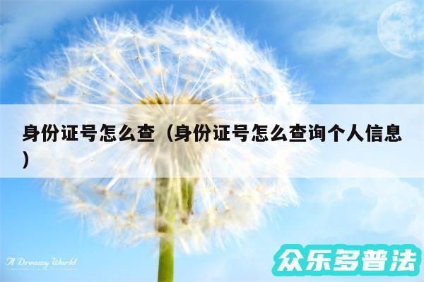 身份证号怎么查以及身份证号怎么查询个人信息