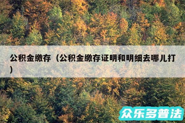 公积金缴存以及公积金缴存证明和明细去哪儿打