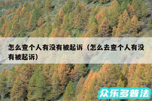 怎么查个人有没有被起诉以及怎么去查个人有没有被起诉