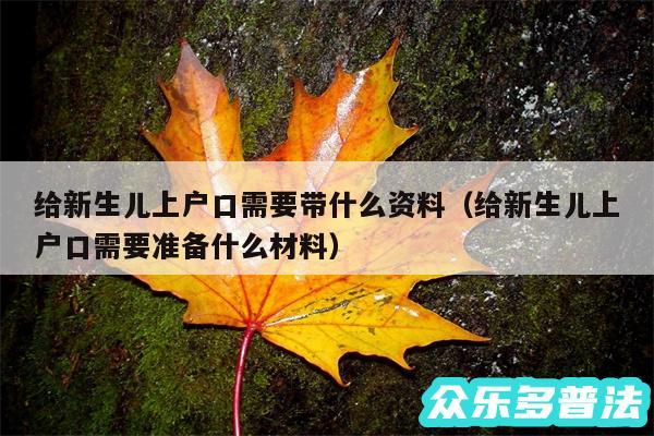 给新生儿上户口需要带什么资料以及给新生儿上户口需要准备什么材料