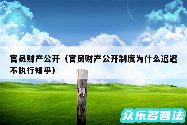 官员财产公开以及官员财产公开制度为什么迟迟不执行知乎