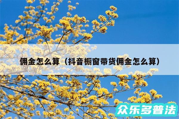 佣金怎么算以及抖音橱窗带货佣金怎么算