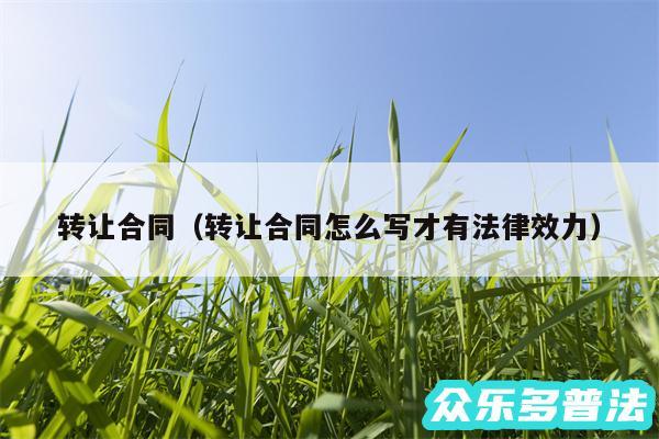 转让合同以及转让合同怎么写才有法律效力