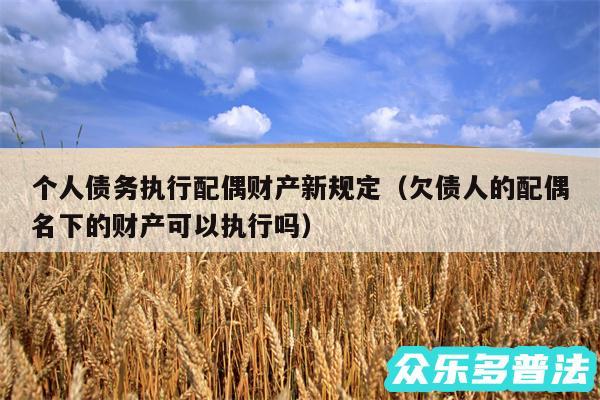 个人债务执行配偶财产新规定以及欠债人的配偶名下的财产可以执行吗