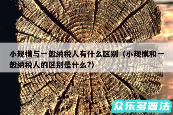 小规模与一般纳税人有什么区别以及小规模和一般纳税人的区别是什么?