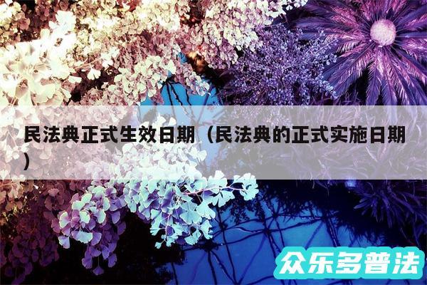 民法典正式生效日期以及民法典的正式实施日期