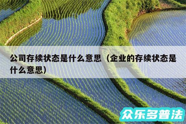 公司存续状态是什么意思以及企业的存续状态是什么意思
