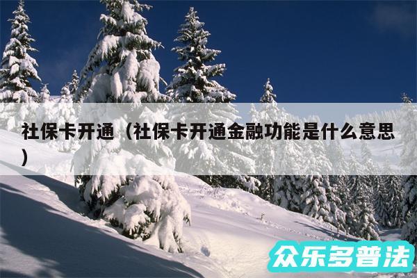 社保卡开通以及社保卡开通金融功能是什么意思