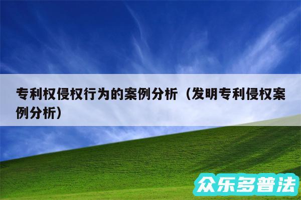 专利权侵权行为的案例分析以及发明专利侵权案例分析