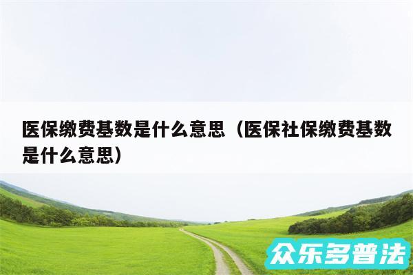 医保缴费基数是什么意思以及医保社保缴费基数是什么意思