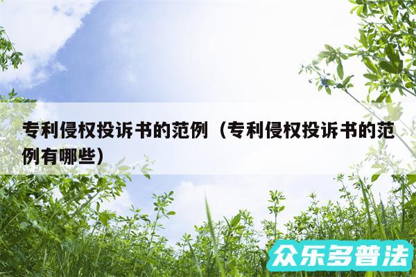 专利侵权投诉书的范例以及专利侵权投诉书的范例有哪些