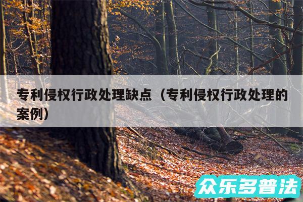 专利侵权行政处理缺点以及专利侵权行政处理的案例