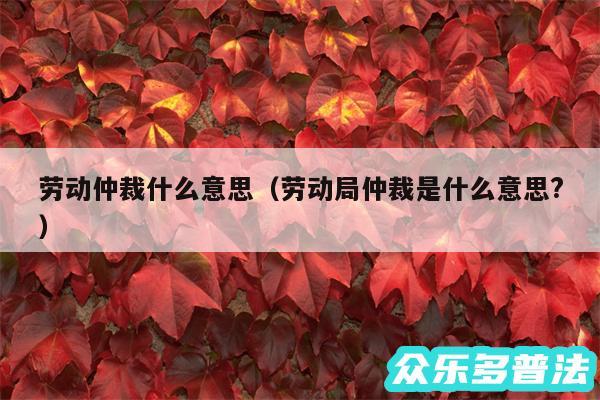 劳动仲裁什么意思以及劳动局仲裁是什么意思?