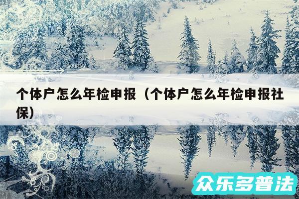 个体户怎么年检申报以及个体户怎么年检申报社保