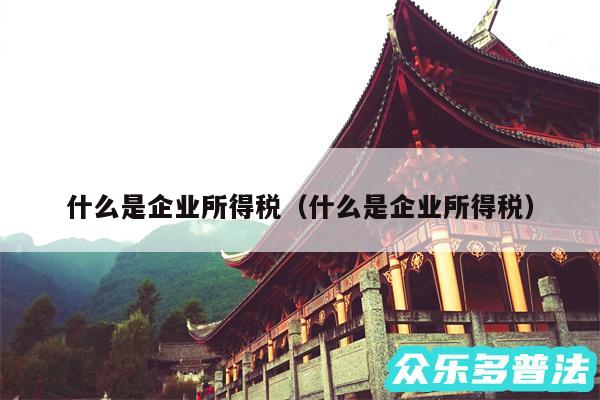 什么是企业所得税以及什么是企业所得税