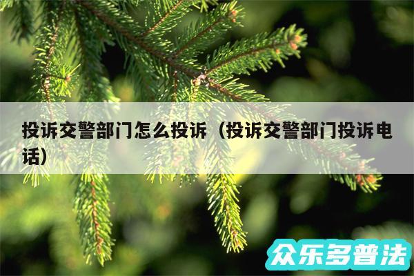 投诉交警部门怎么投诉以及投诉交警部门投诉电话