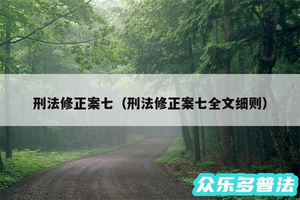 刑法修正案七以及刑法修正案七全文细则