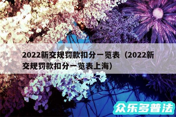 2024新交规罚款扣分一览表以及2024新交规罚款扣分一览表上海