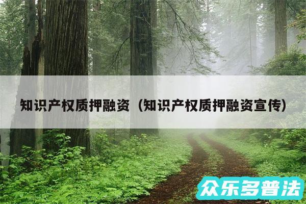 知识产权质押融资以及知识产权质押融资宣传
