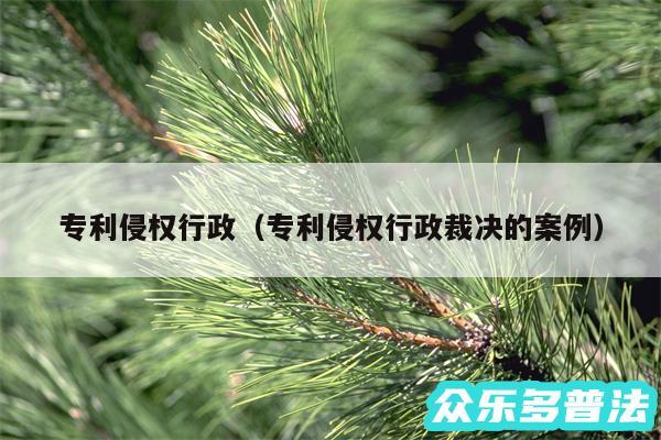 专利侵权行政以及专利侵权行政裁决的案例