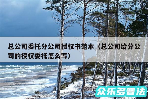 总公司委托分公司授权书范本以及总公司给分公司的授权委托怎么写