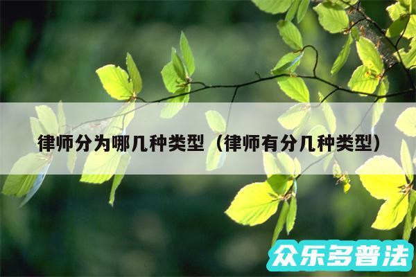 律师分为哪几种类型以及律师有分几种类型