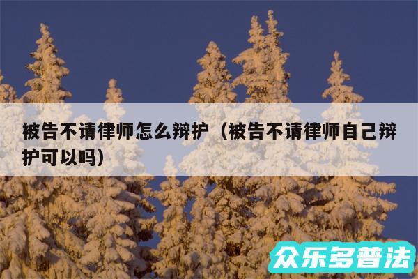 被告不请律师怎么辩护以及被告不请律师自己辩护可以吗