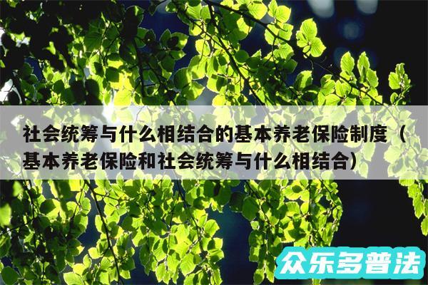 社会统筹与什么相结合的基本养老保险制度以及基本养老保险和社会统筹与什么相结合