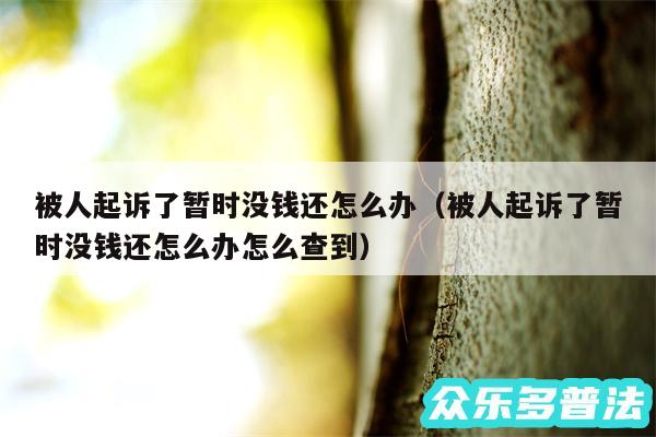 被人起诉了暂时没钱还怎么办以及被人起诉了暂时没钱还怎么办怎么查到