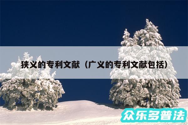 狭义的专利文献以及广义的专利文献包括