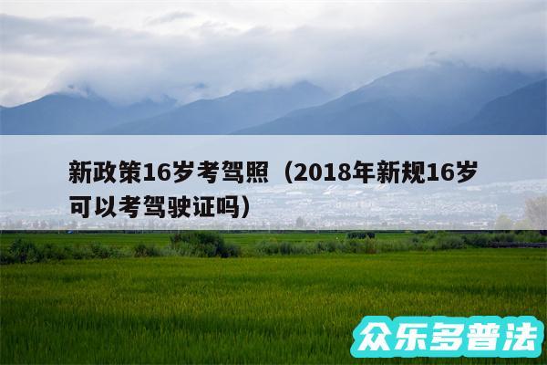 新政策16岁考驾照以及2018年新规16岁可以考驾驶证吗