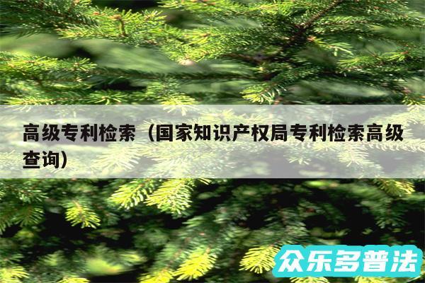 高级专利检索以及国家知识产权局专利检索高级查询