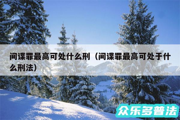 间谍罪最高可处什么刑以及间谍罪最高可处于什么刑法