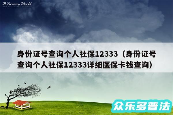 身份证号查询个人社保12333以及身份证号查询个人社保12333详细医保卡钱查询