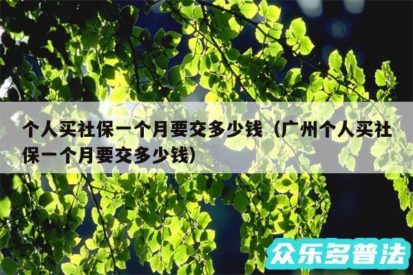 个人买社保一个月要交多少钱以及广州个人买社保一个月要交多少钱