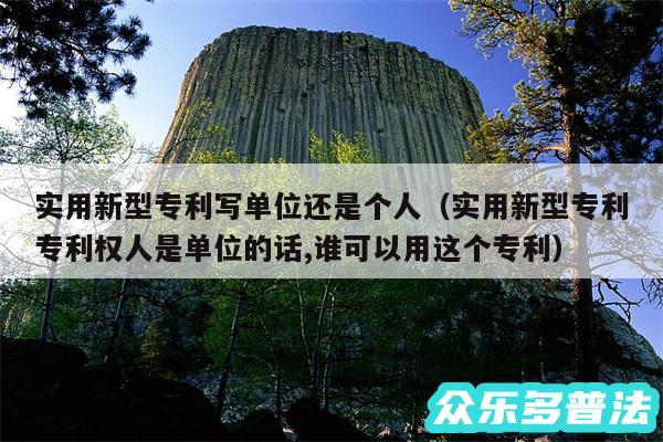 实用新型专利写单位还是个人以及实用新型专利专利权人是单位的话,谁可以用这个专利