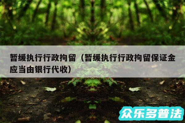 暂缓执行行政拘留以及暂缓执行行政拘留保证金应当由银行代收