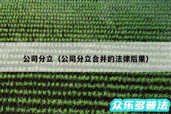 公司分立以及公司分立合并的法律后果