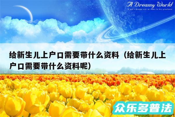 给新生儿上户口需要带什么资料以及给新生儿上户口需要带什么资料呢