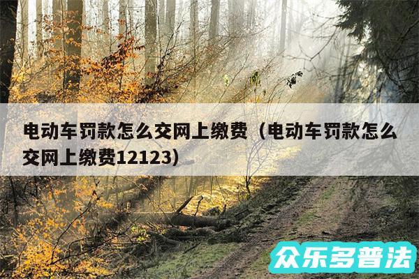 电动车罚款怎么交网上缴费以及电动车罚款怎么交网上缴费12123