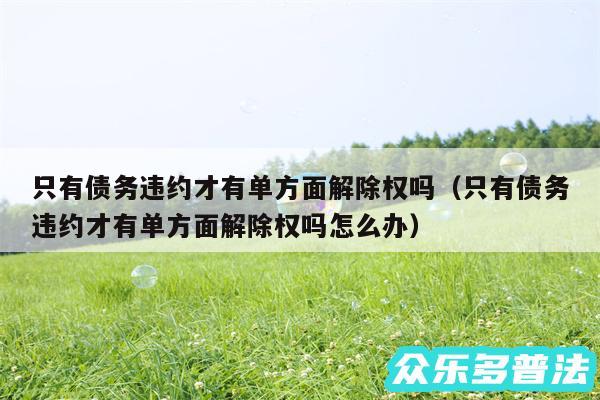 只有债务违约才有单方面解除权吗以及只有债务违约才有单方面解除权吗怎么办