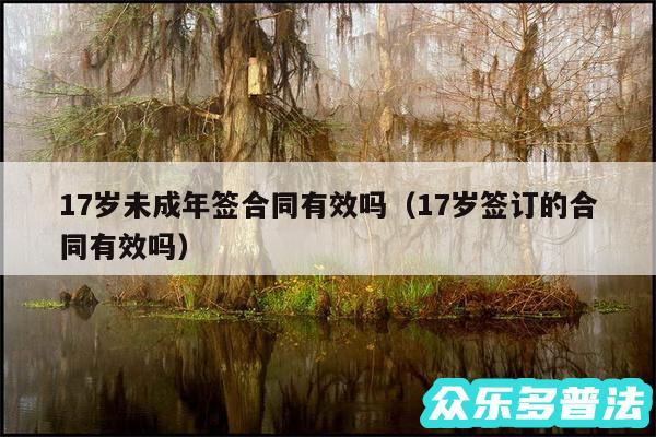 17岁未成年签合同有效吗以及17岁签订的合同有效吗