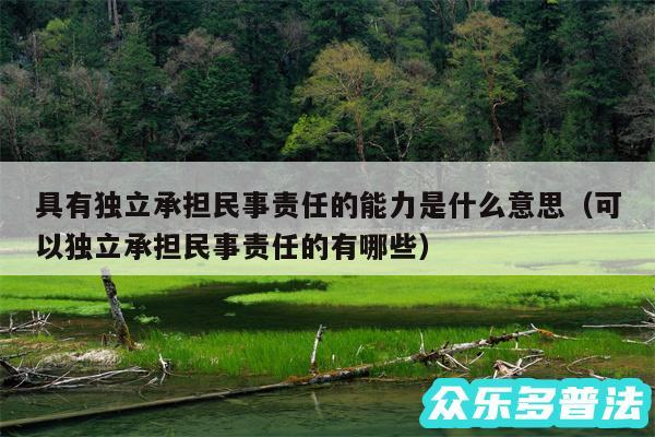 具有独立承担民事责任的能力是什么意思以及可以独立承担民事责任的有哪些